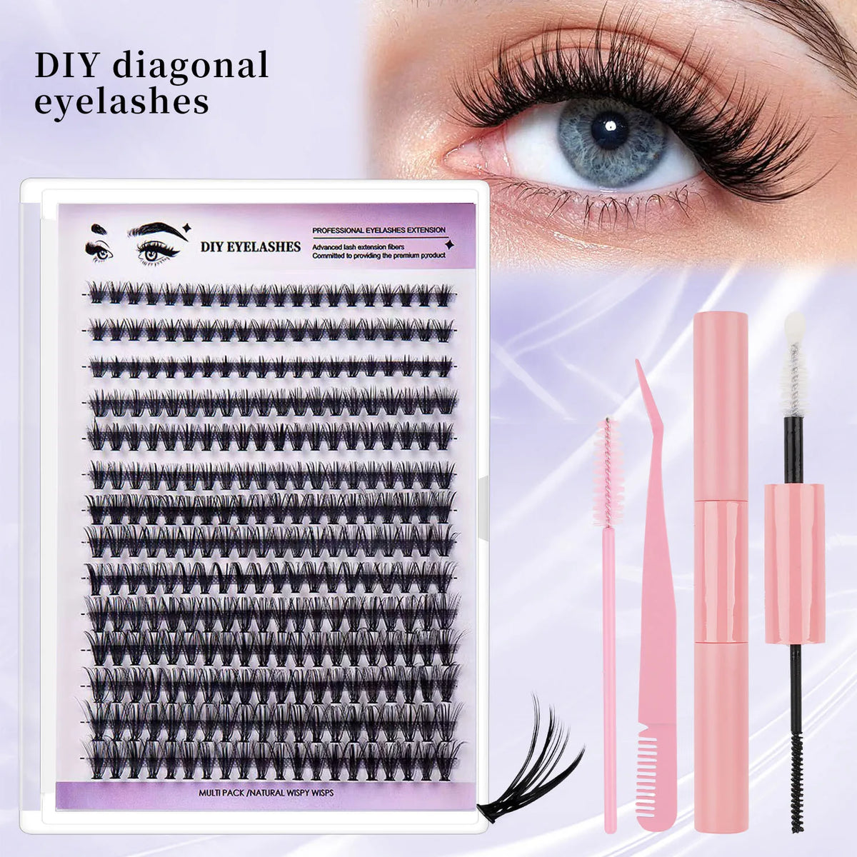 DIY Cluster Eyelash Extension Kit for Natural Wispy Look