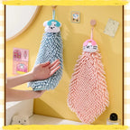 Cute Cartoon Chenille Hanging Hand Towel for Kitchen and Bathroom