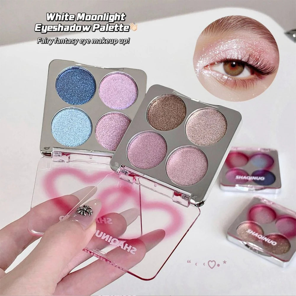 4-Color Shimmer Eyeshadow Palette for Sparkling Fairy Eye Looks
