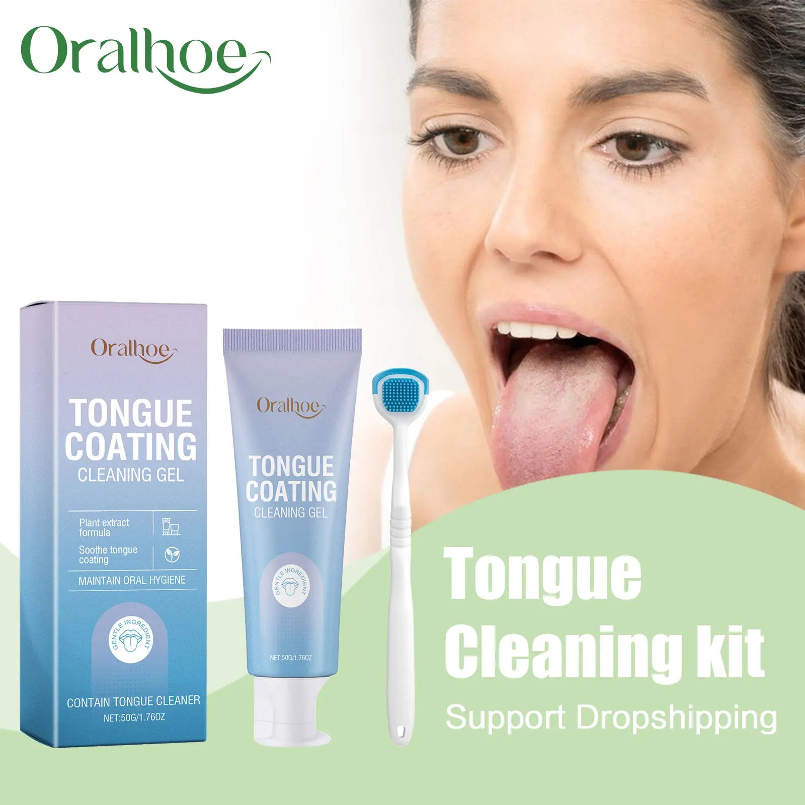 Tongue Cleaning Gel and Scraper Kit for Fresh Breath - 1