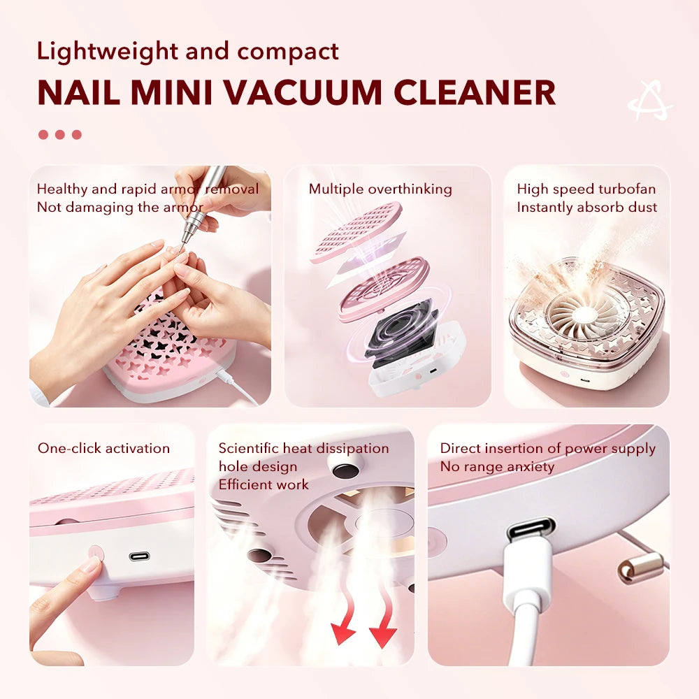 Compact Portable Nail Dust Collector for Manicures