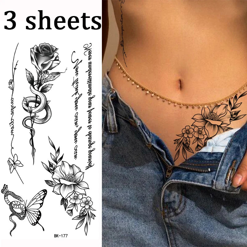 Semi-Permanent Butterfly Temporary Tattoo Set