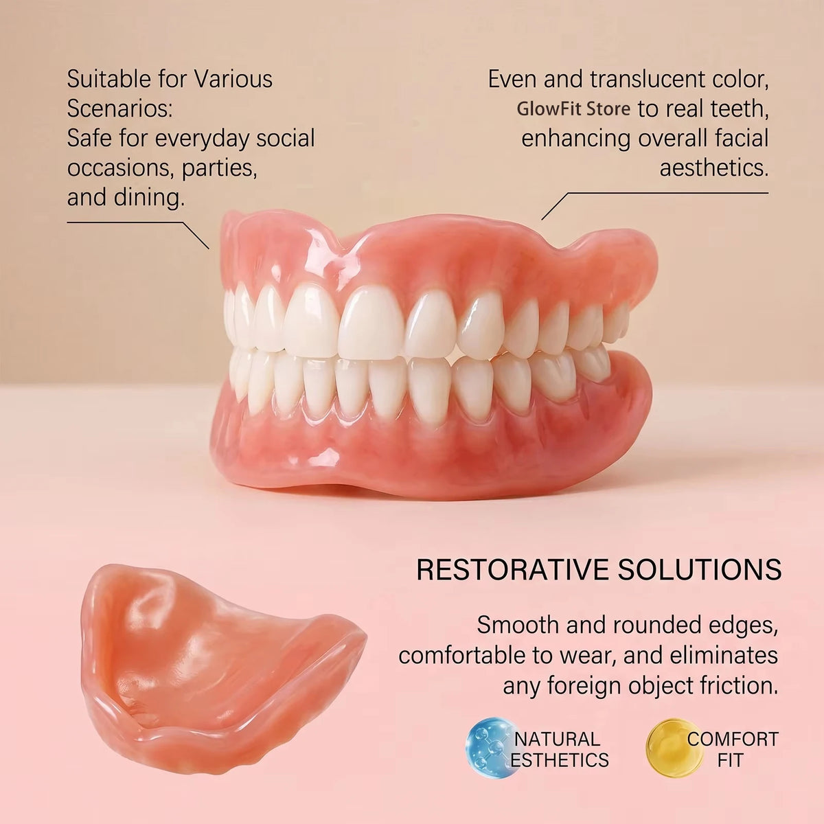 Comfort Fit Natural Looking Denture Set