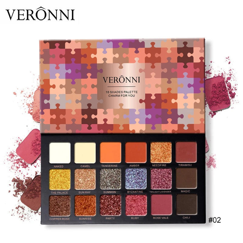 18-Color Waterproof Long-Lasting Eyeshadow Palette - 26