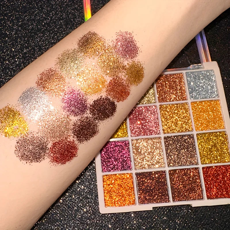 16-Color Glitter Sequin Eyeshadow Palette for Shimmer Makeup