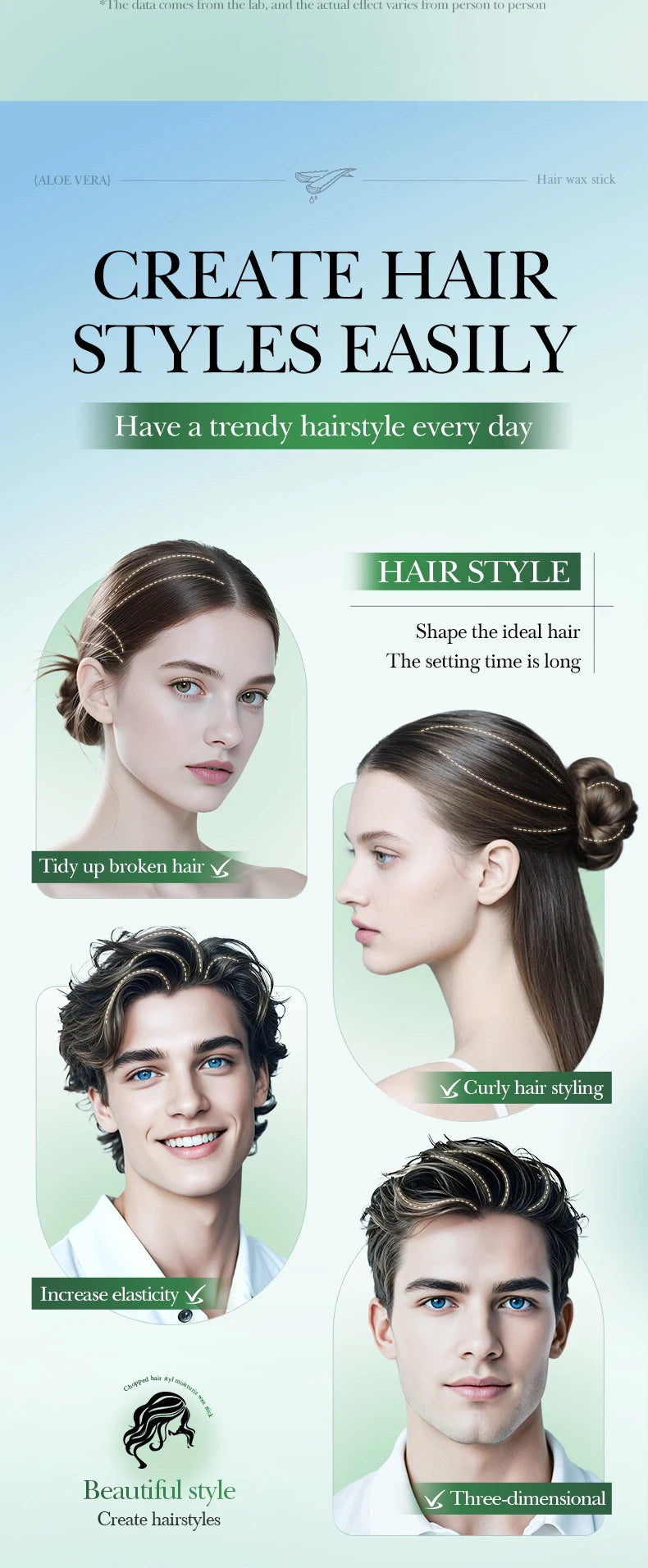 Anti-Frizz Hair Styling Wax Stick for Sleek Hairstyles