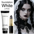 Halloween Matte White Foundation and Black Glitter Lipstick Set