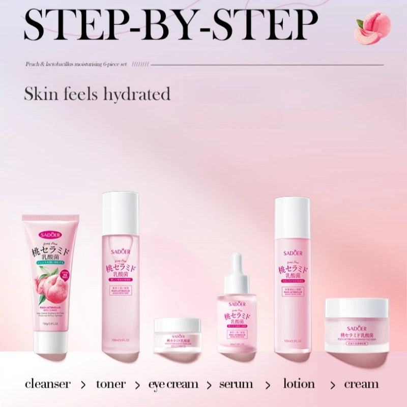 Hydrating Peach Extract 6-Piece Facial Skincare Set