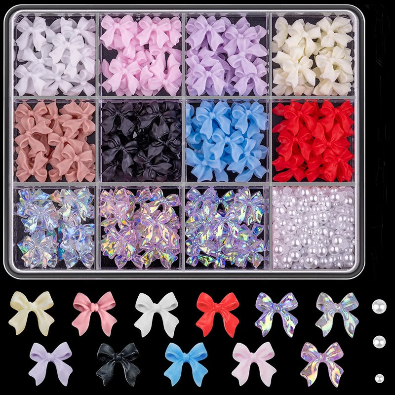 3D Bow and Flower Nail Art Decoration Set