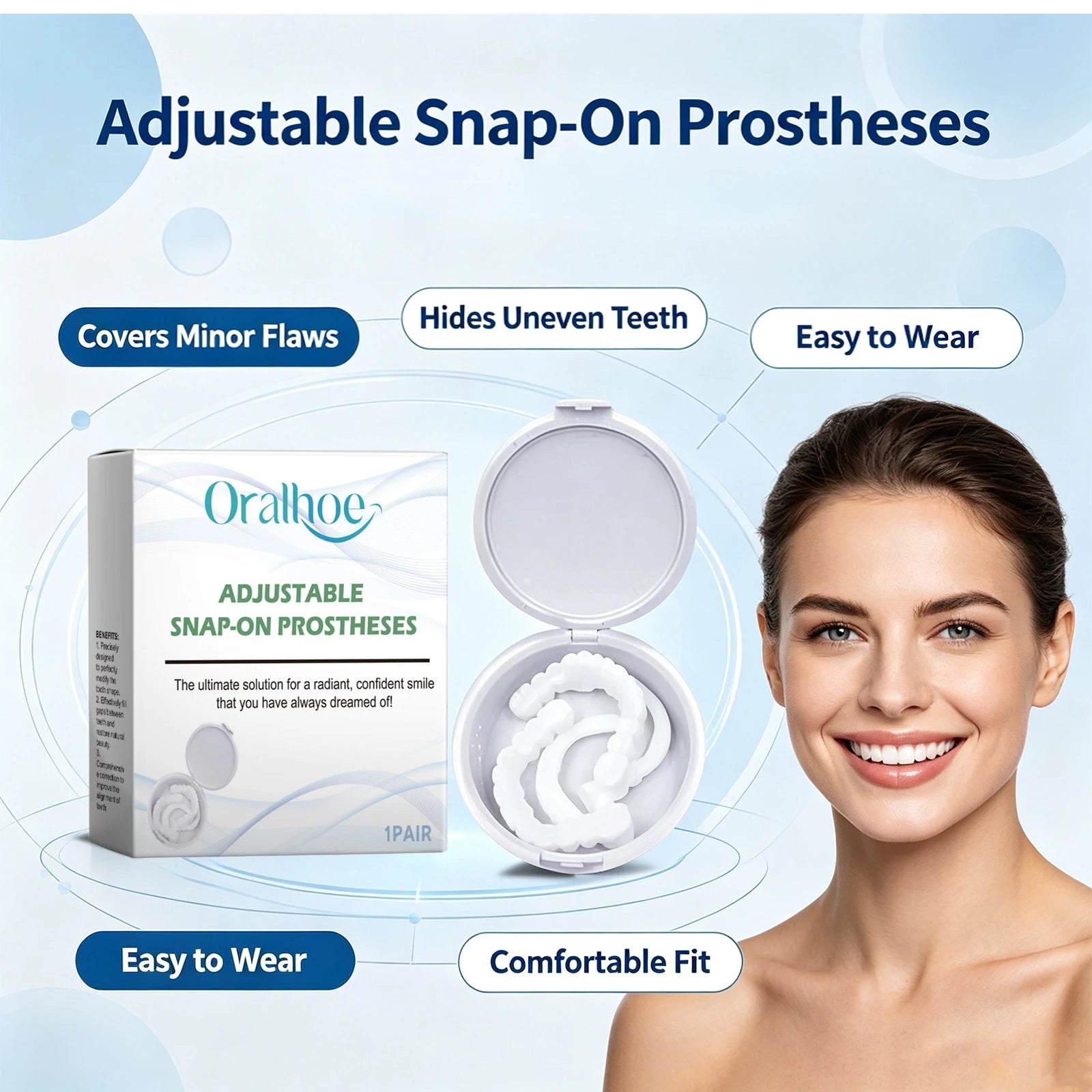 Adjustable Snap-On Smile Veneers for Teeth Whitening and Gaps - 3