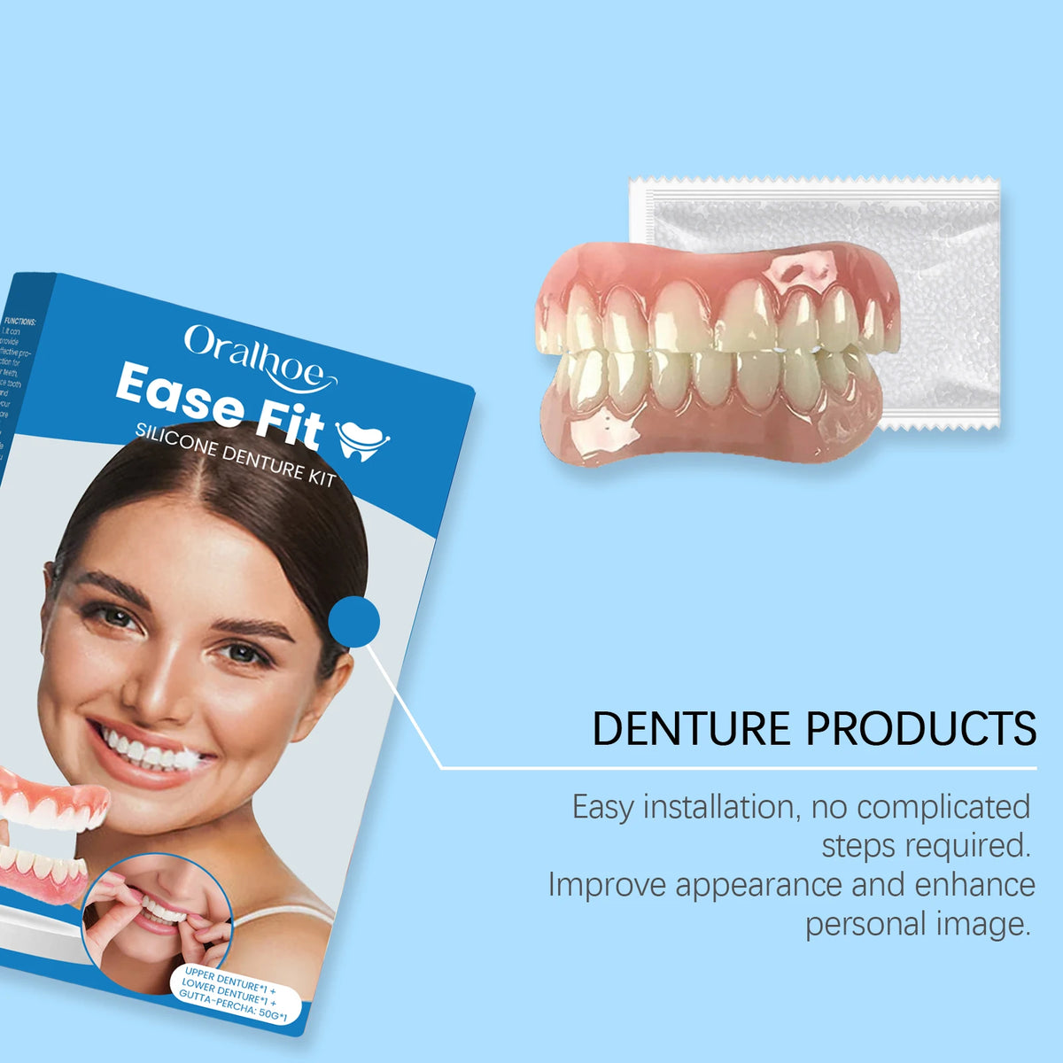 Comfortable Silicone Denture Set for Natural Smile