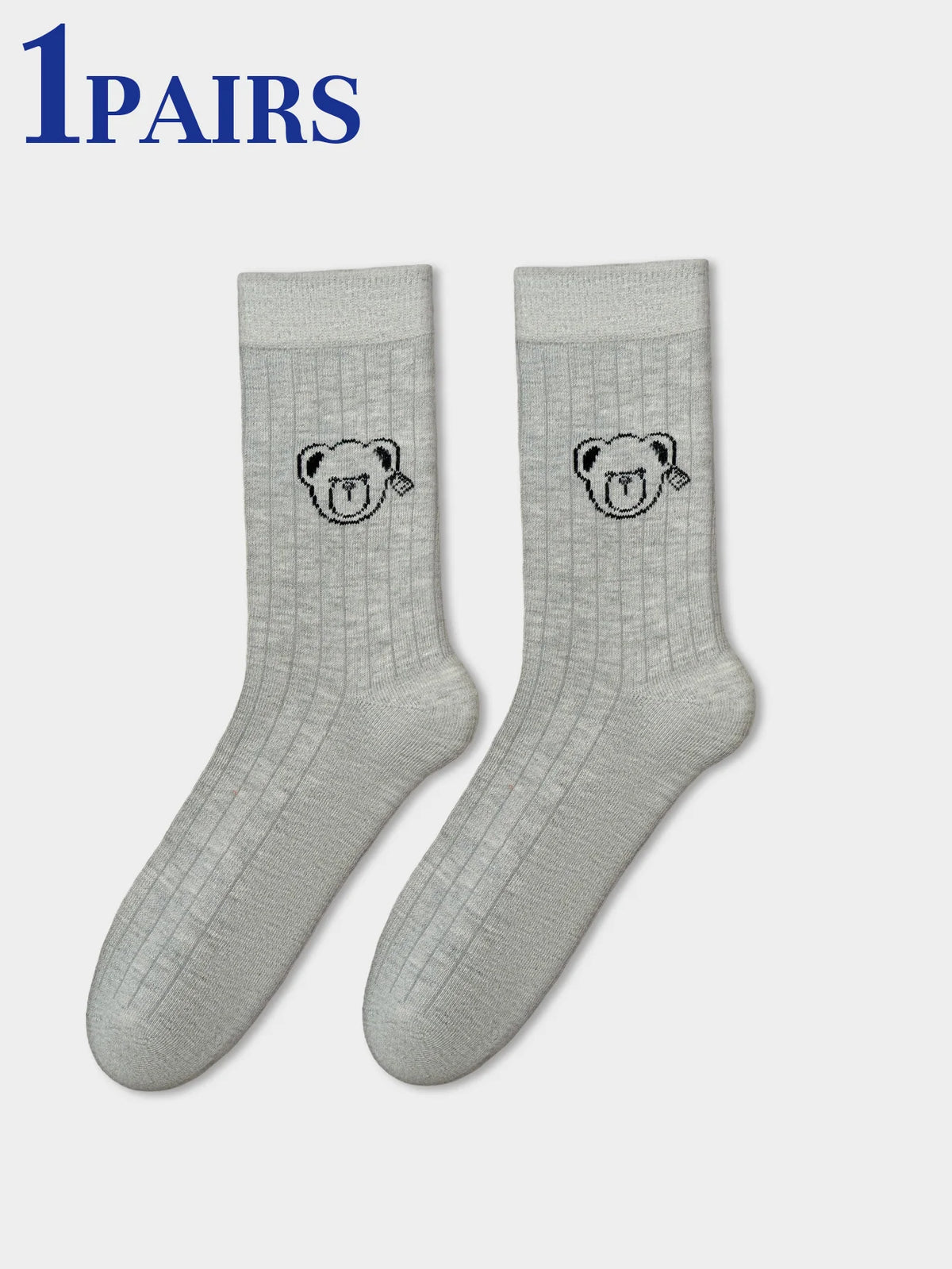 Creative Teddy Bear Embroidered Crew Socks