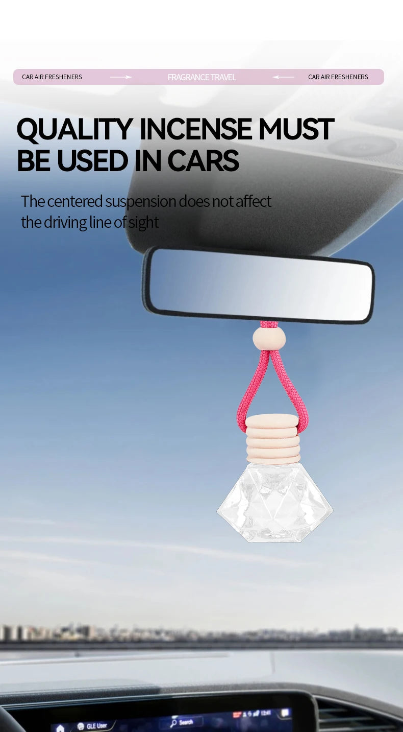 Pink Hanging Car Air Freshener Perfume Bottle