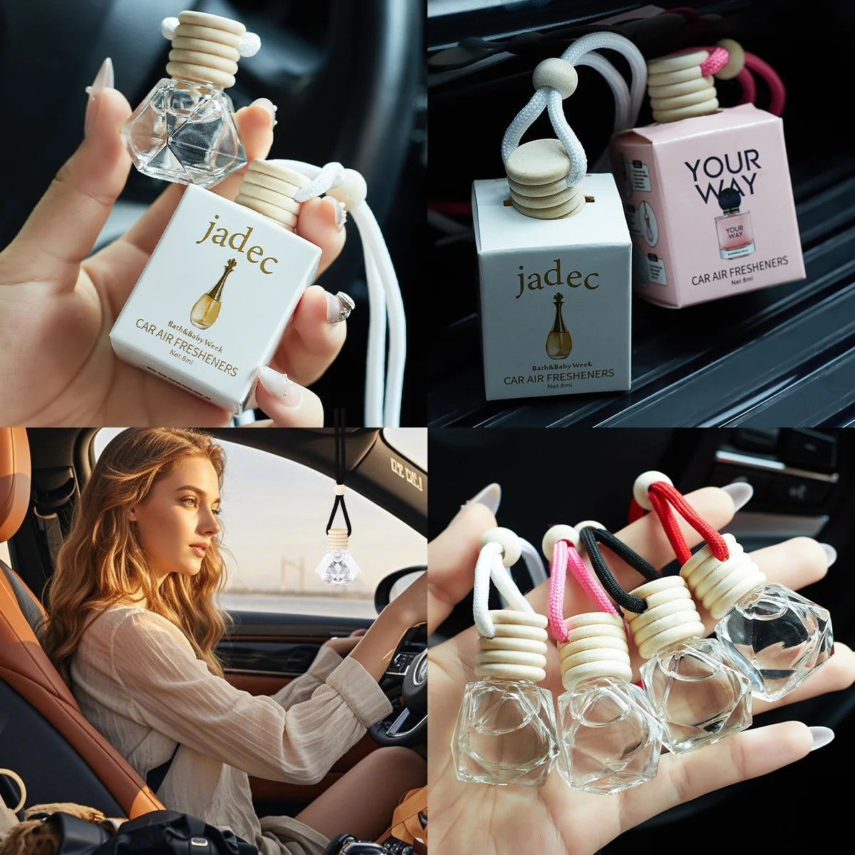 Hanging Glass Car Air Freshener Perfume Bottle