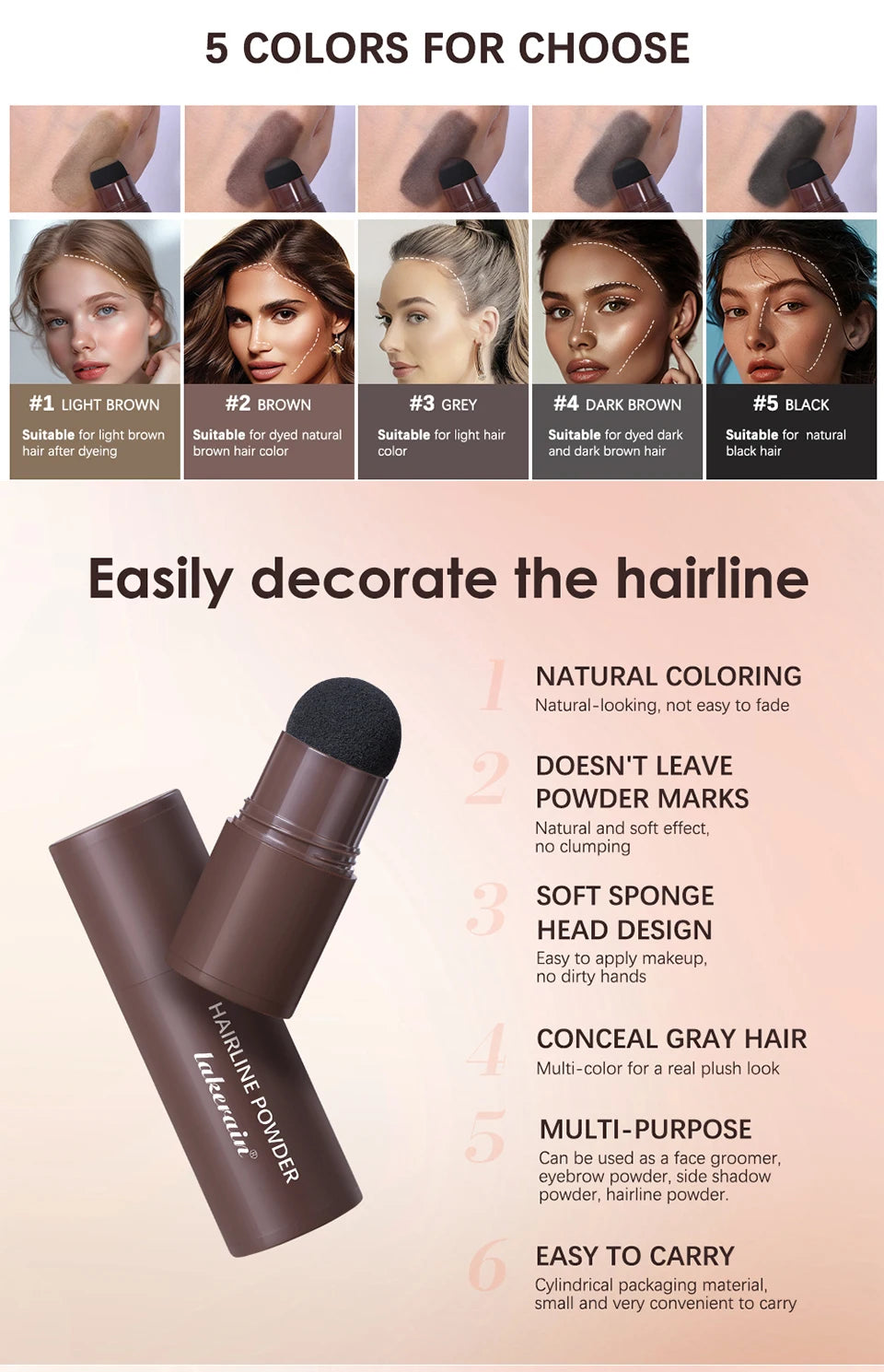 Waterproof Hairline and Root Touch-Up Powder