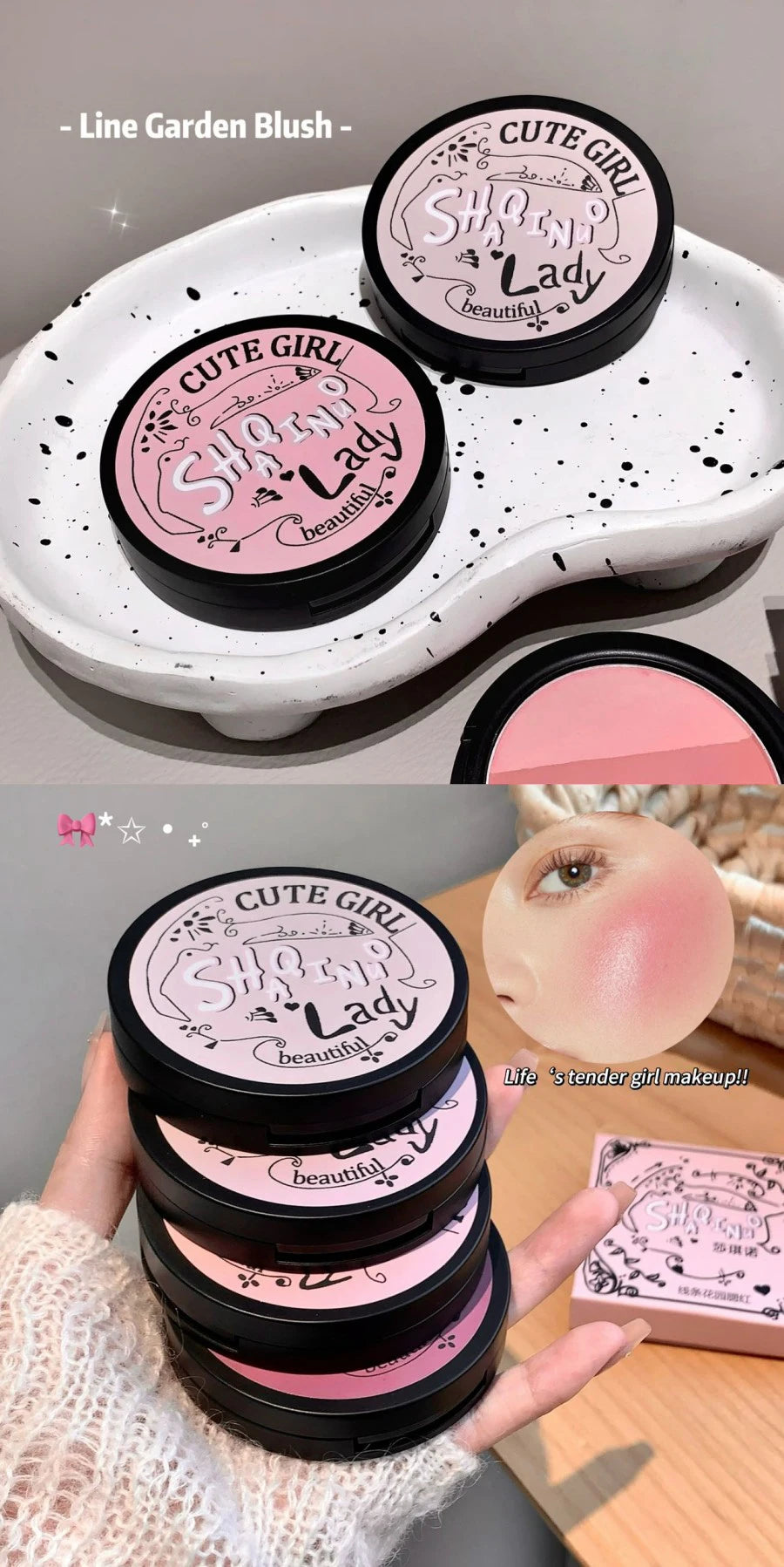 Triple-Tone Gradient Matte Highlighter and Blush Palette