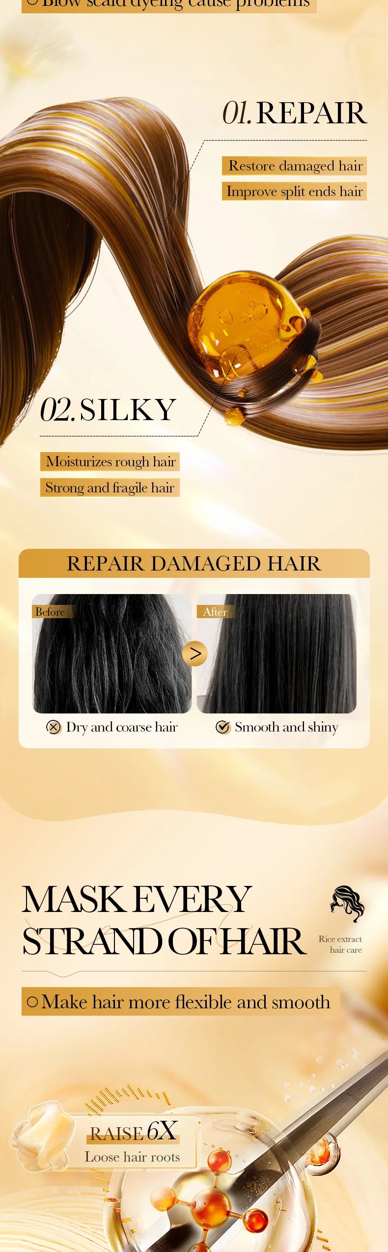 Deep Repair Rice Extract Hair Mask for Damaged Hair