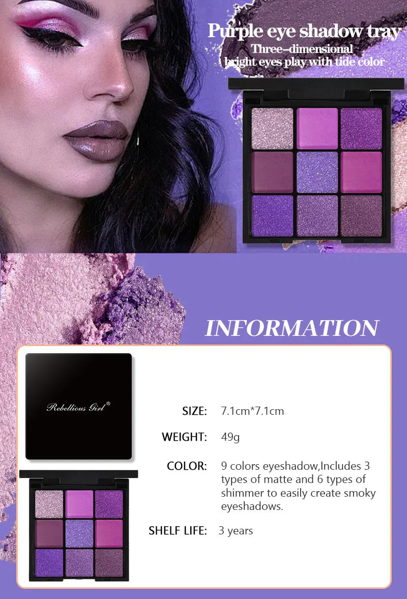9-Color Purple Eyeshadow Palette