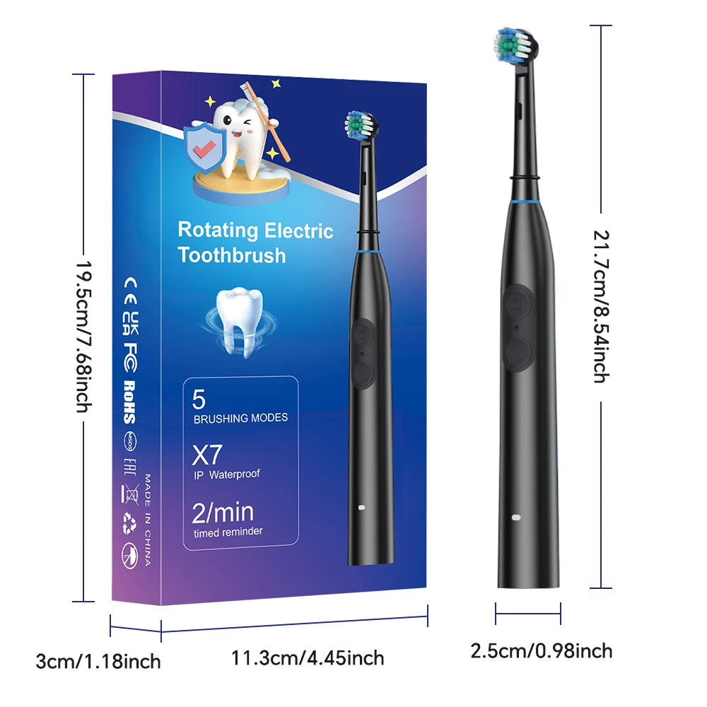Rechargeable Rotating Electric Toothbrush with 5 Cleaning Modes