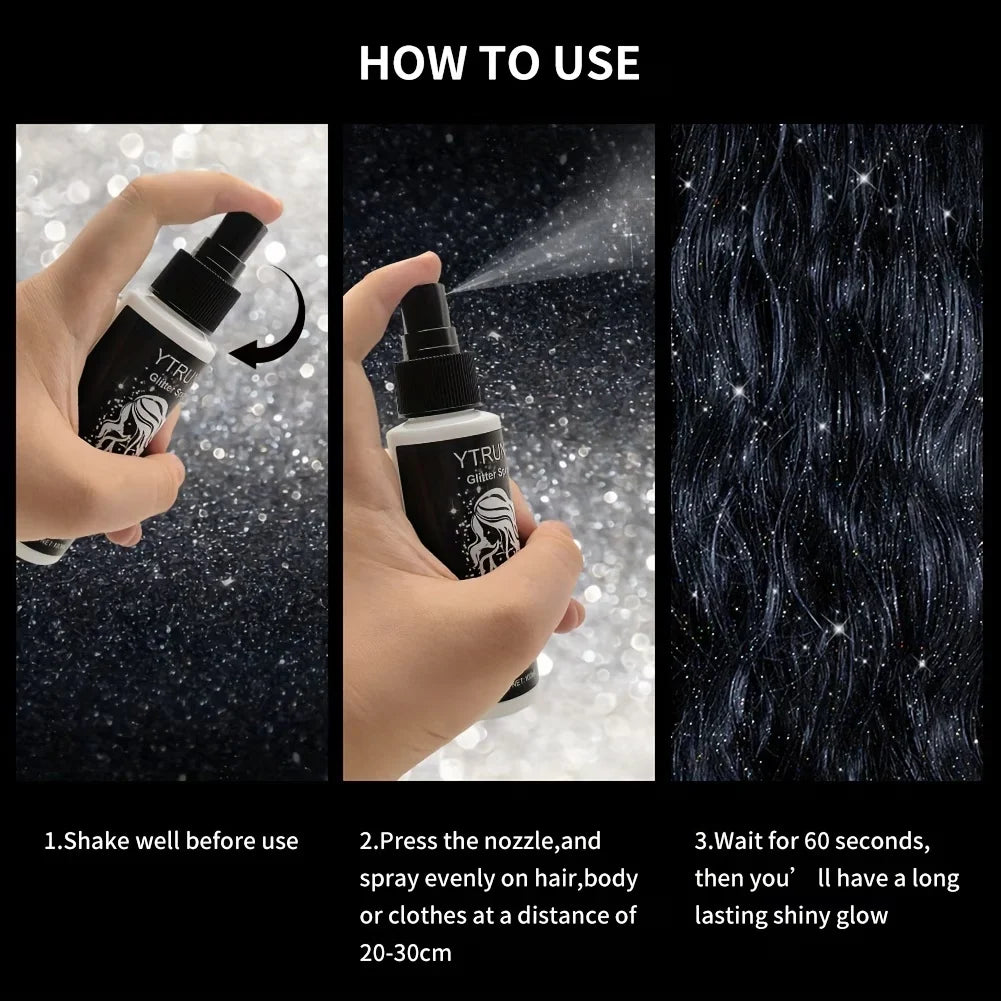 Shimmering High-Gloss Glitter Spray for Body, Hair, and Clothes