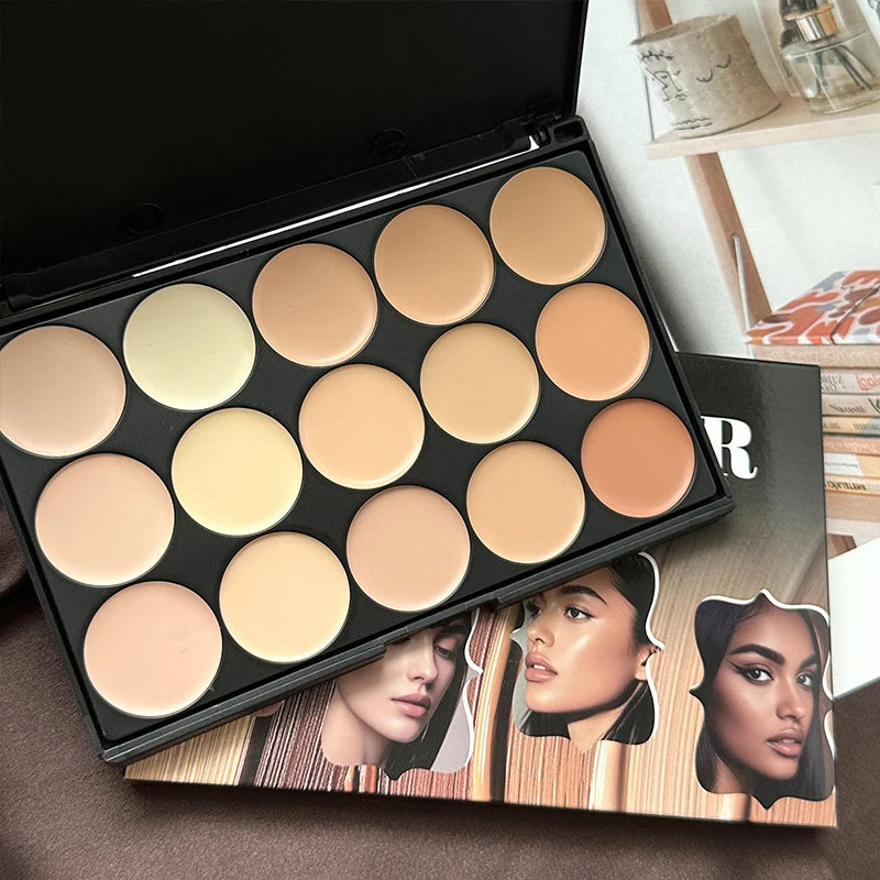 15-Color Professional Face Concealer and Contour Palette