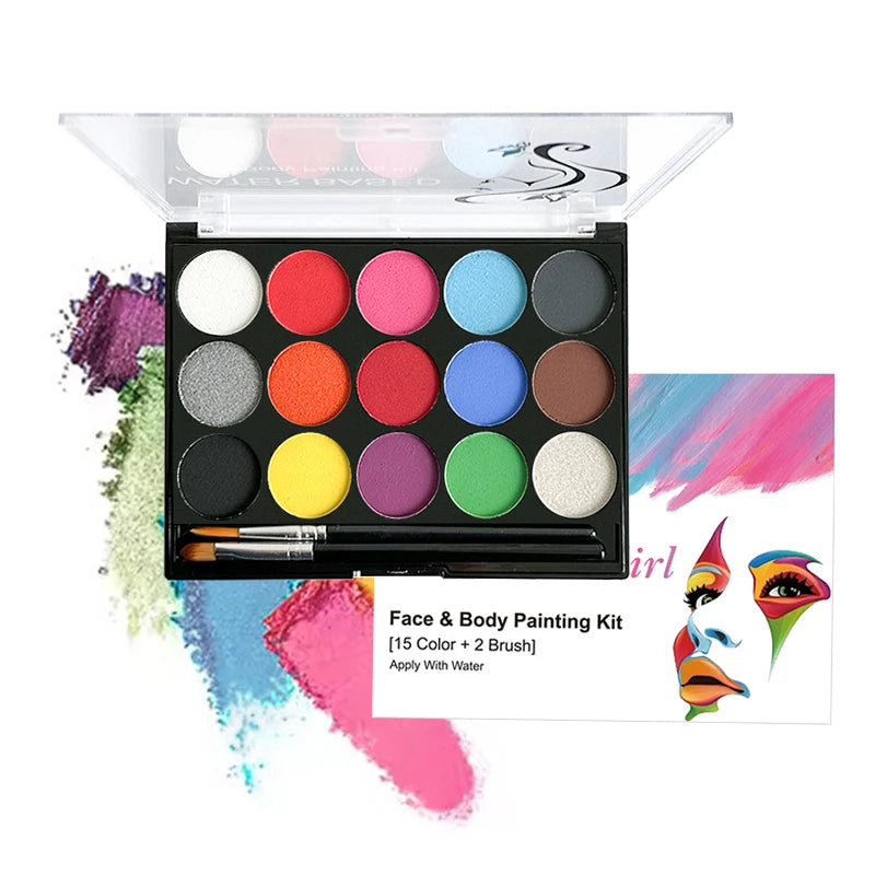 15-Color Professional Face and Body Paint Palette