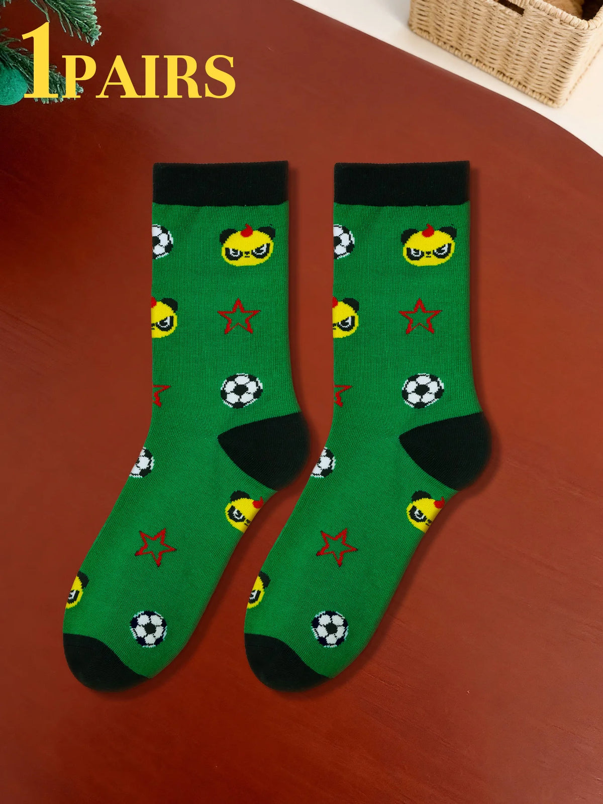 Men's Cartoon Teddy Bear Mid-Calf Crew Socks
