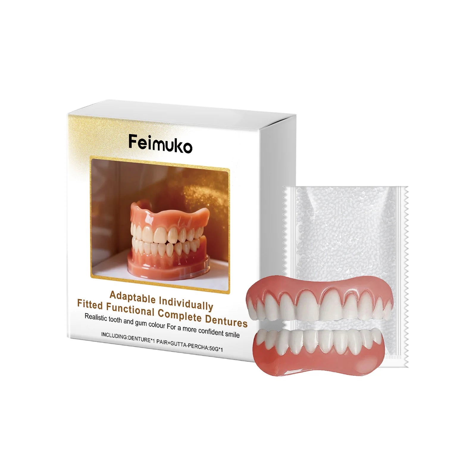 Comfortable Custom-Fit Realistic Denture Set - 18