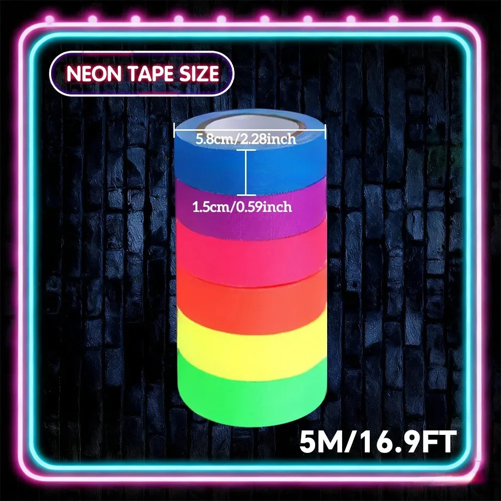 Fluorescent Neon Glow Tape Set for UV Parties and Events - 11