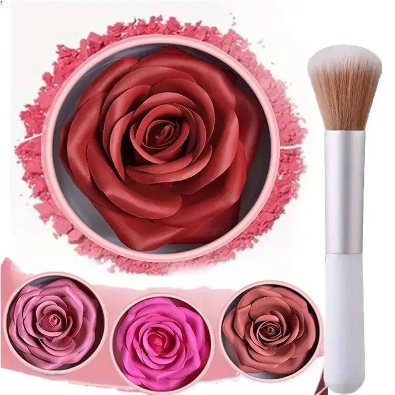 Long-Lasting Flower Petal Blush Set with Applicator Brush