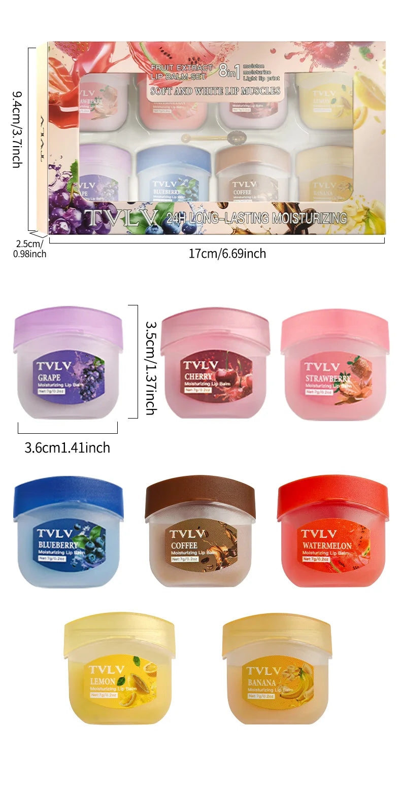 Hydrating Fruit Extract Lip Balm Set for Soft Smooth Lips - 19