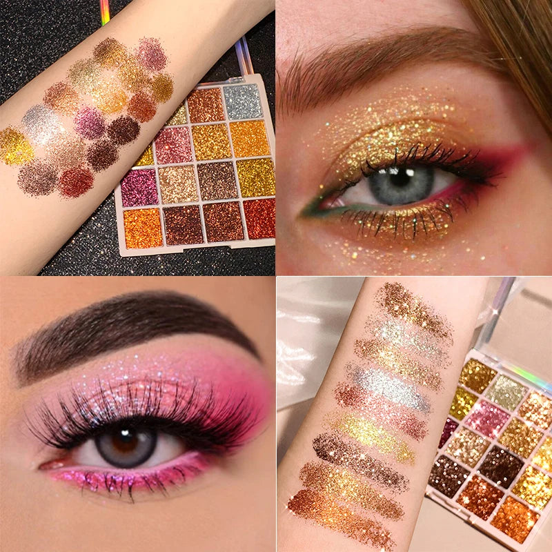 16-Color Glitter Sequin Eyeshadow Palette for Shimmer Makeup - 2