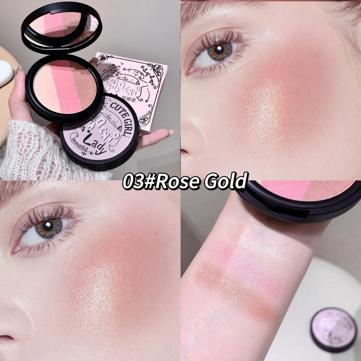 Triple-Tone Gradient Matte Highlighter and Blush Palette