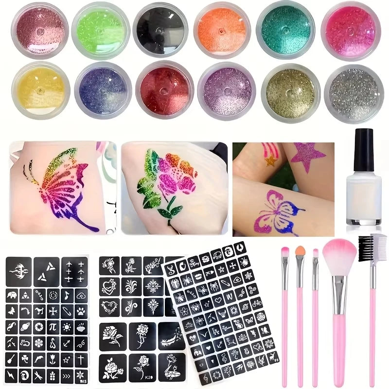 DIY Glitter Temporary Tattoo and Body Art Kit