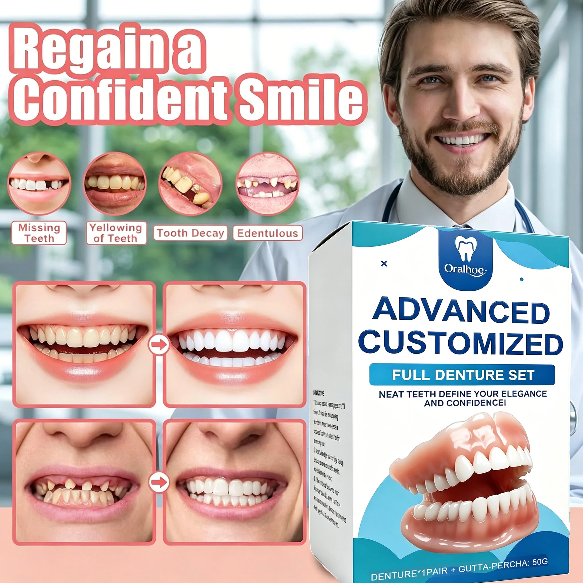 Realistic Natural Texture Cosmetic Denture Set - 8