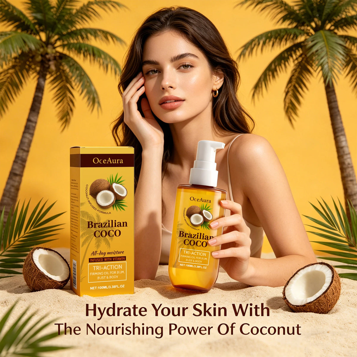 Coconut Body Firming Oil for Skin Hydration and Elasticity