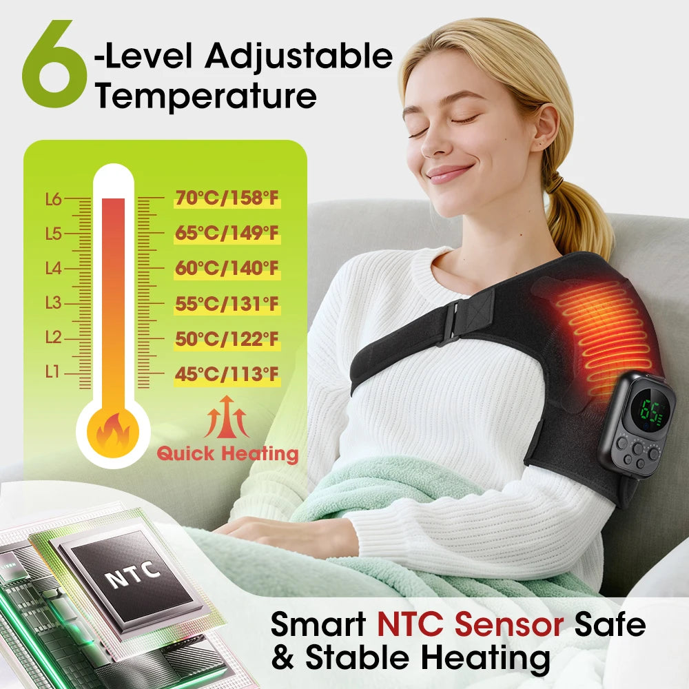 Cordless Heated Shoulder Massage Brace with App Control
