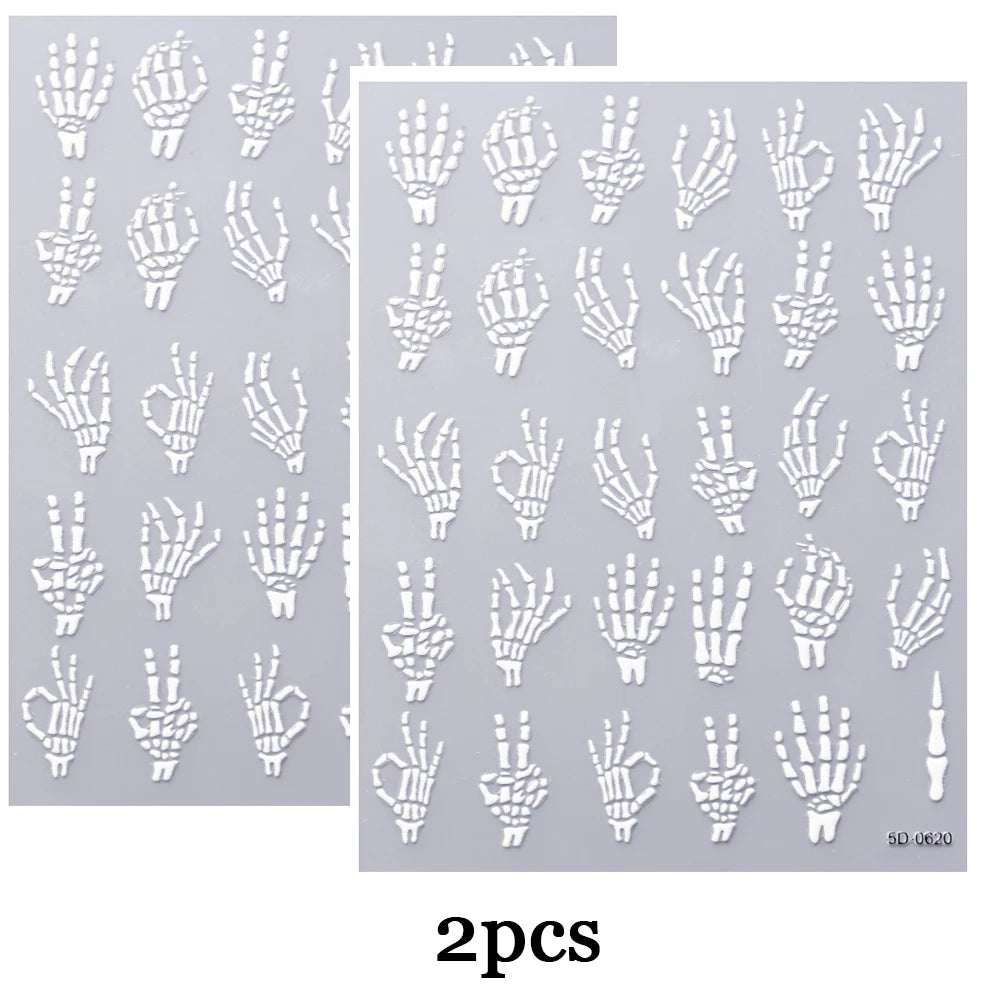 5D Halloween Spider Nail Art Stickers for Spooky Manicures