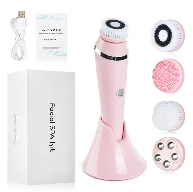 4-in-1 Electric Facial Cleansing Brush and Massager