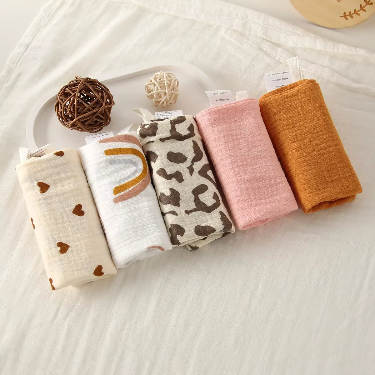 Soft Four-Layer Cotton Gauze Baby Washcloths and Burp Cloths