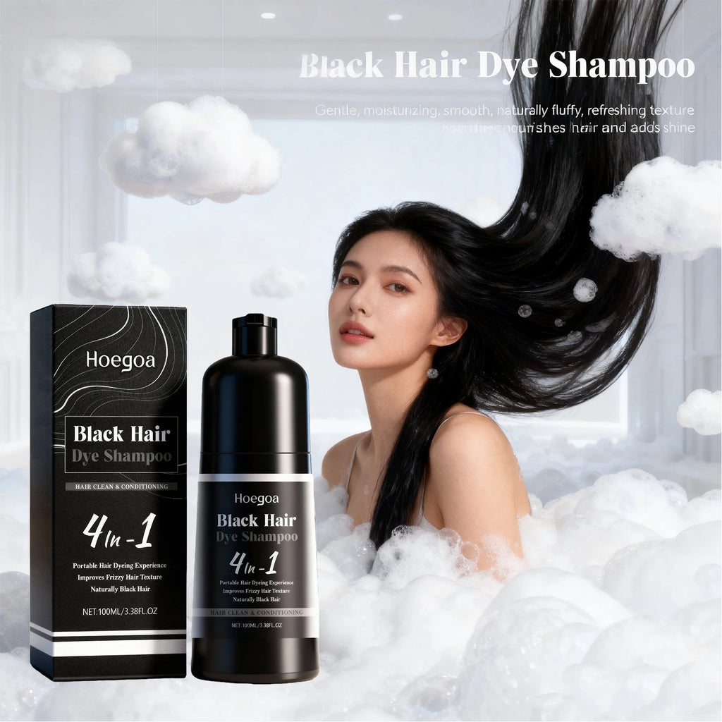 4-in-1 Instant Black Hair Dye and Nourishing Shampoo