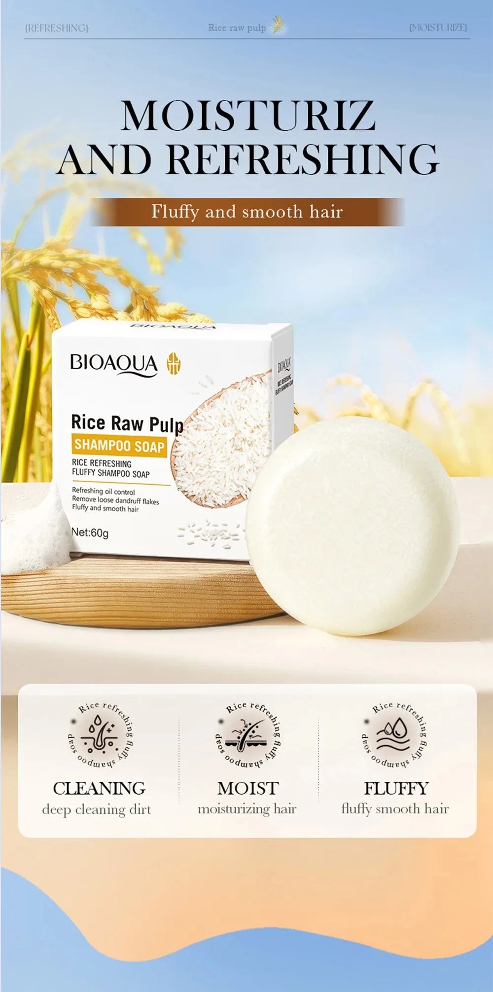 Rice Water Nourishing Solid Shampoo Bar for Deep Hair Cleansing - 9