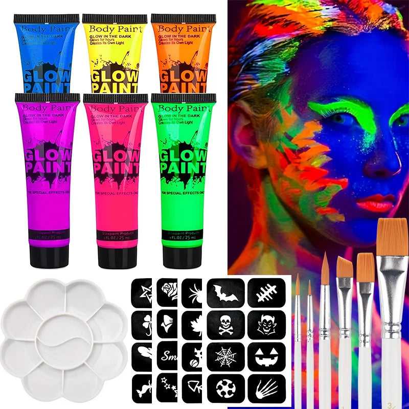 Neon UV Glow Face and Body Paint Set for Parties