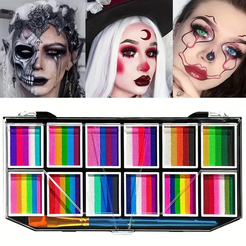 Professional Rainbow Face and Body Paint Palette for Halloween - 1