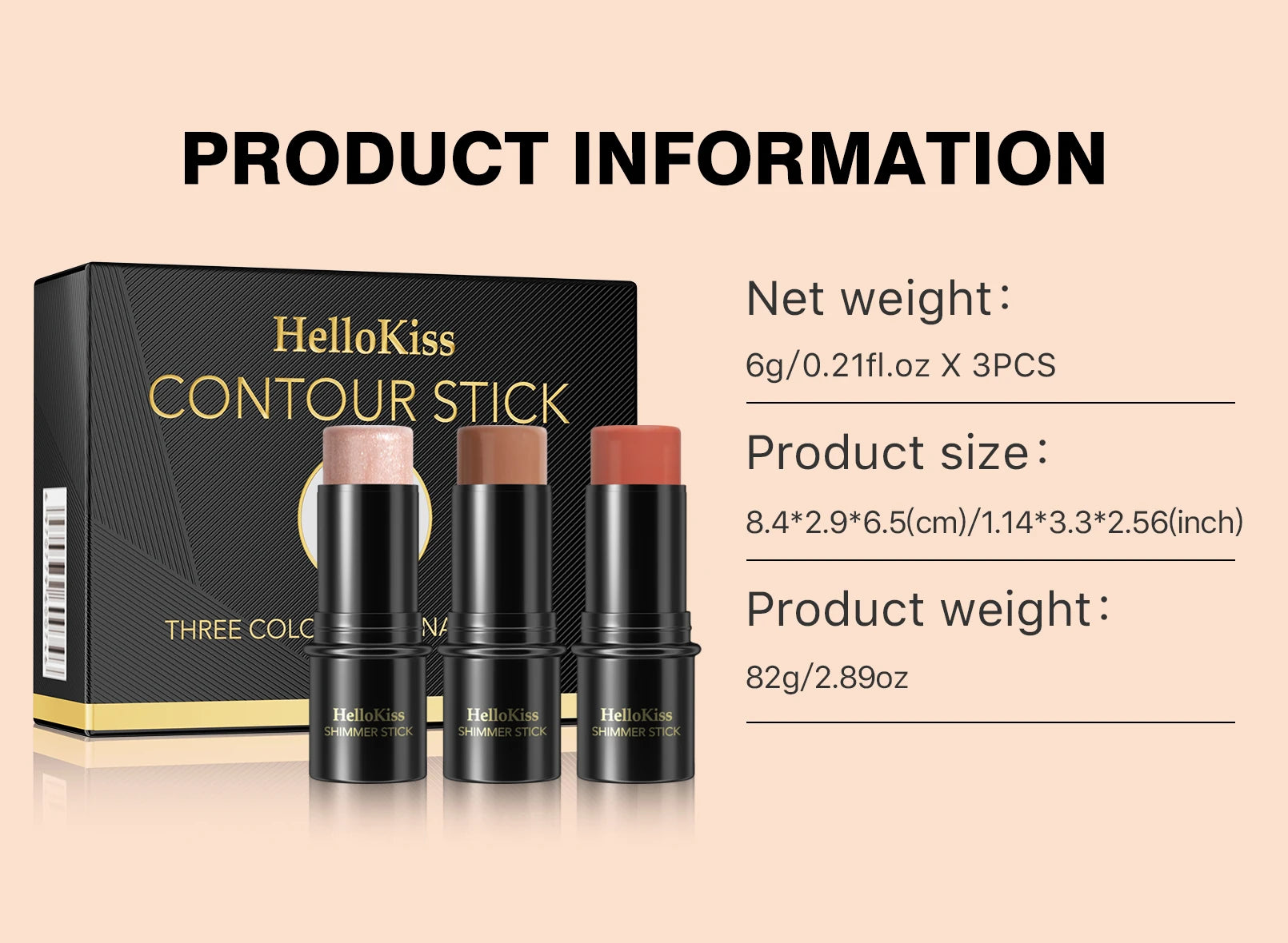 3-Piece Cream Contouring and Highlighting Makeup Stick Set - 9