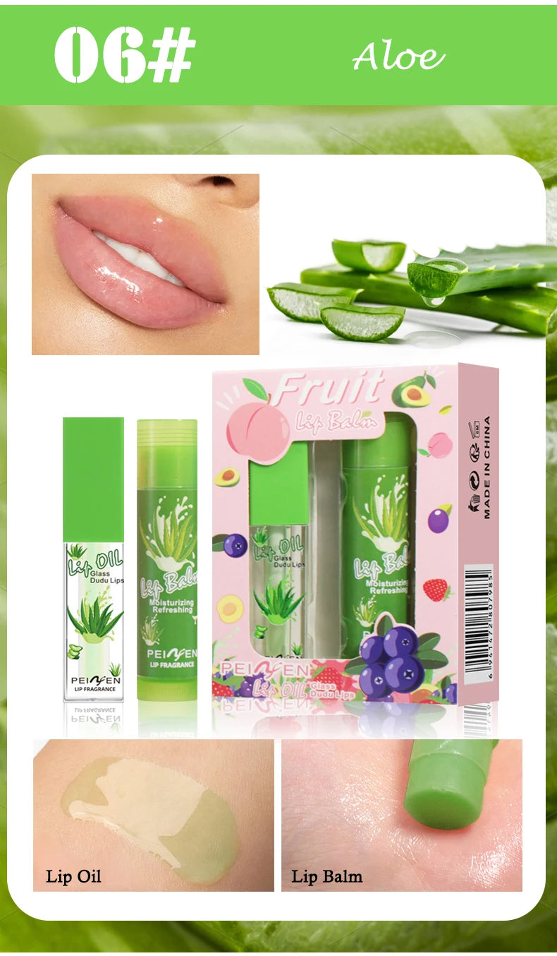 Fruit Scented Moisturizing Lip Oil and Balm Set