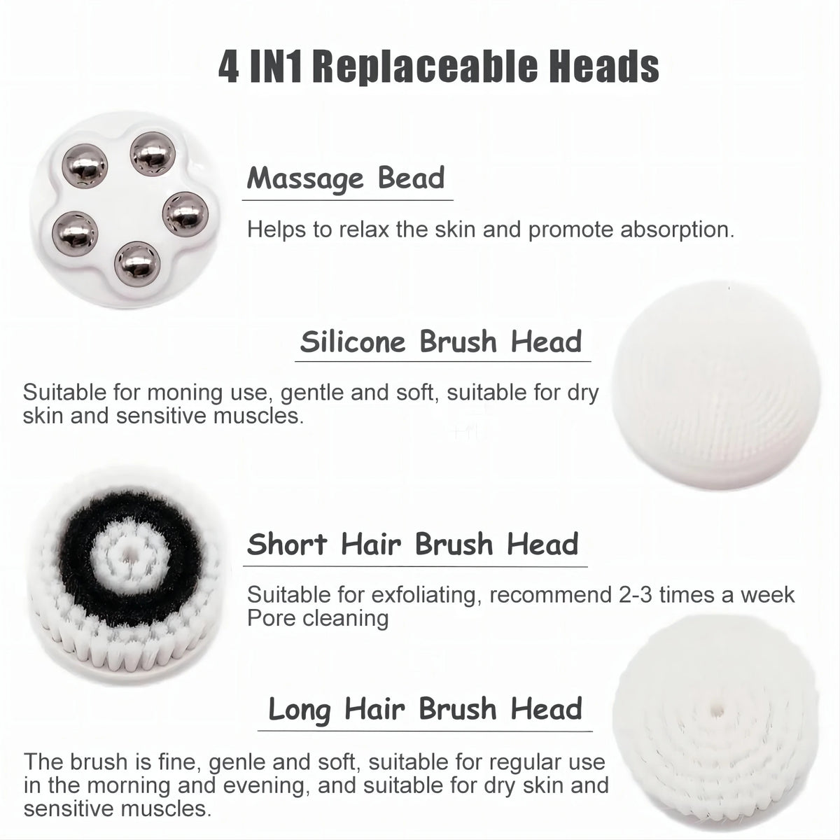 4-in-1 Electric Facial Cleansing Brush and Massager