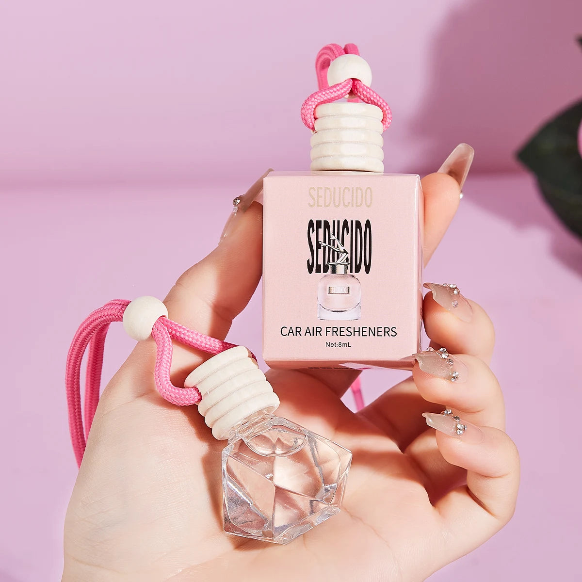 Pink Hanging Car Air Freshener Perfume Bottle