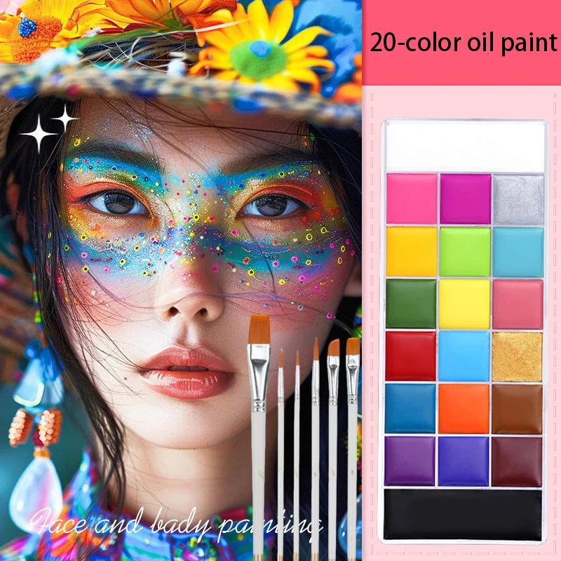 20-Color Professional Face and Body Painting Palette