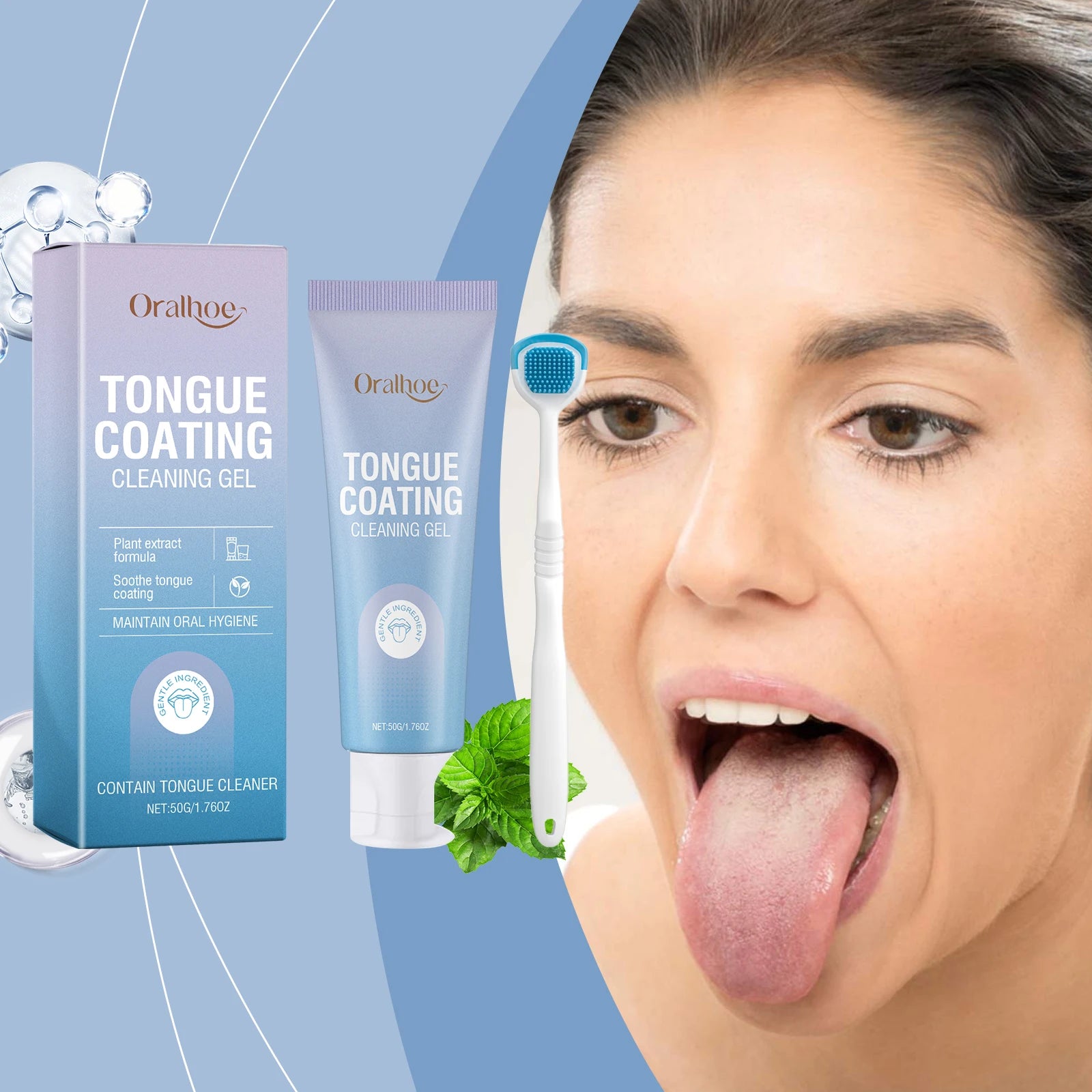 Tongue Cleaning Gel and Scraper Kit for Fresh Breath - 9